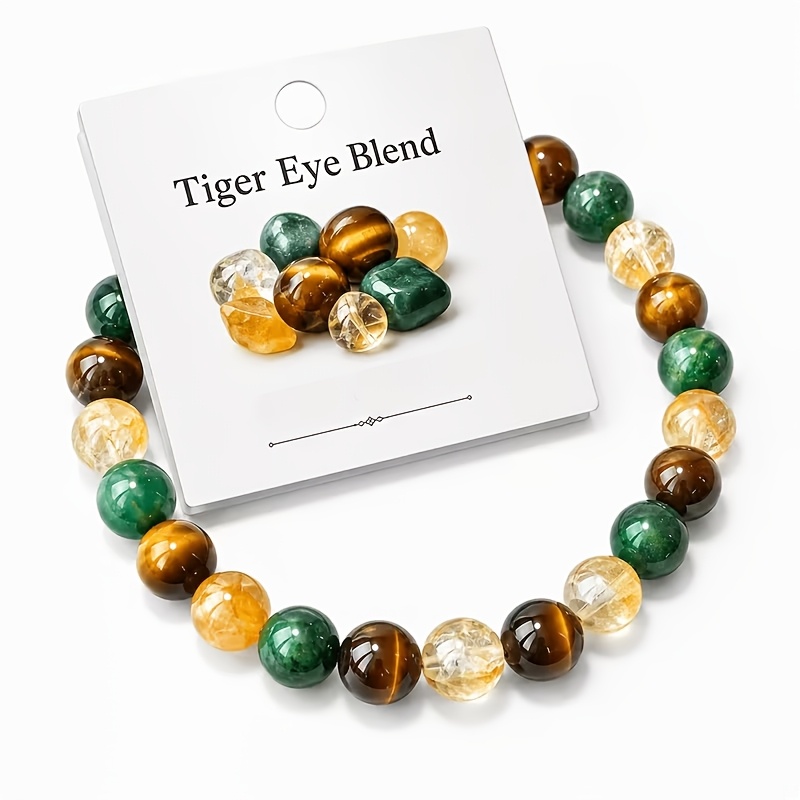 4pc Obsidian Tiger Eye Stone Texture Bracelet Set, Wealth